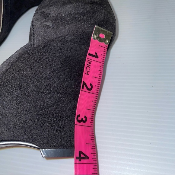 Luichiny Alice Chrome tip open toe Black Wedge w/ Black bows w/ Vintage buckles - Picture 12 of 15